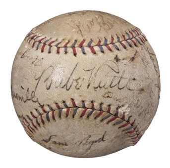 Circa 1934-1936 New York Yankees & St. Louis Cardinals Multi Signed Baseball With Ruth, Gehrig & Maranville (JSA)